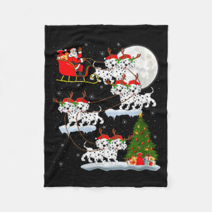 Dames Dalmatiner Hond Kerstman Slede Vliegend Grap Fleece Deken