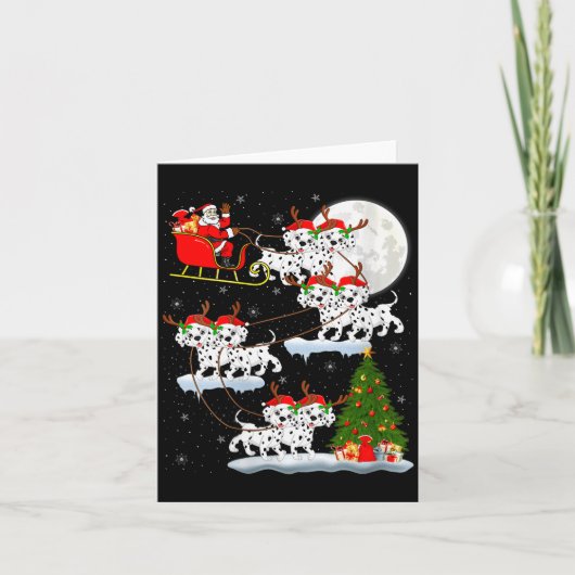 Dames Dalmatiner Hond Kerstman slee Vliegend Grapp Kaart (Voorkant)