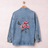 Dames Denim, Jean Jacket - Roze pioen, vlinder (Hangar)