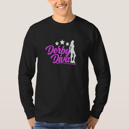 Dames Derby Diva  Roller Derby T-shirt (Voorkant)