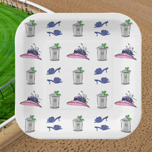 Dames Derby-feest Blauwe Hoge Hakken Hats & Juleps Papieren Bordje
