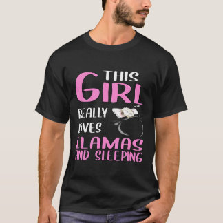 Dames Deze Meid Houdt Echt Van Llama's En Slapen T-shirt