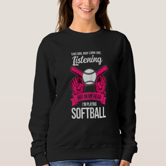 Dames deze meid ik speel softball softball wedstri trui (Voorkant)