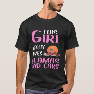Dames Deze Meisje Houdt Echt Van Lama's En Auto's T-shirt