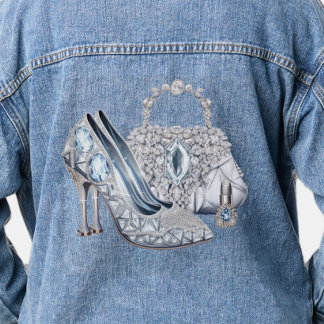 Dames diamanten hoge hak schoen denim jas jacket