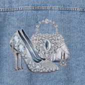 Dames diamanten hoge hak schoen denim jas jacket