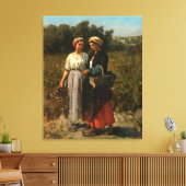dames die druiven prikken canvas afdruk (Insitu (Woonkamer))