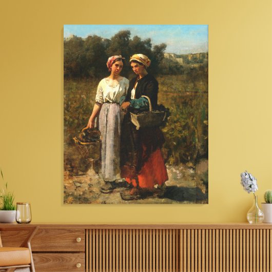 dames die druiven prikken canvas afdruk (Insitu (Woonkamer))