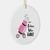 Dames die Golf Keramisch Ornament (Rechts)