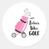 Dames die Golf Ronde Sticker (Voorkant)