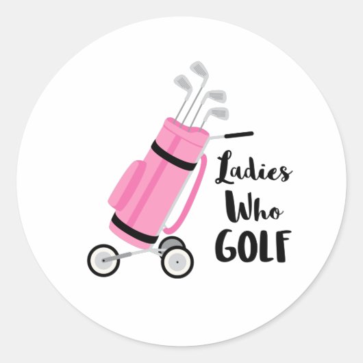 Dames die Golf Ronde Sticker (Voorkant)
