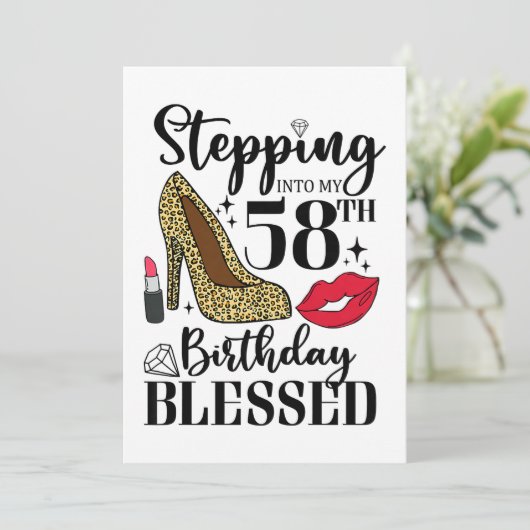 Dames die mijn 58e verjaardag zegenen, vrouw kaart (Staand voorkant)
