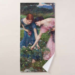 Dames die Rozen schoppen, John William Waterhouse Badhanddoek