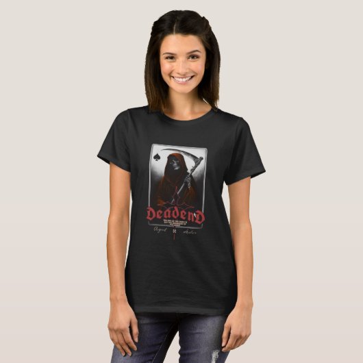 Dames "Dodelijke" Grim Reaper T-shirt - Gotisch (Voorkant volledig)
