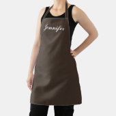 Dames Donkerbruine Script Persoonlijke Chef Schort (Insitu)
