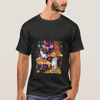 Dames Drie Kerstman Rendier Elfen Paarden Rijdt Pi T-shirt