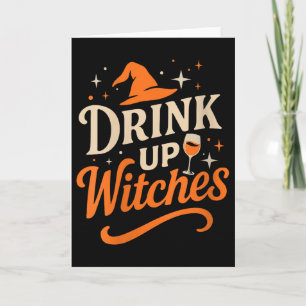 Dames Drink Op Heksen Wijn Gl Halloween Vrijgezell Kaart