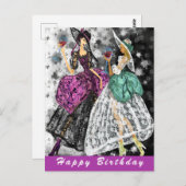 Dames Drink Wijn Verjaardag Kaart - Proost (Voorkant / Achterkant)