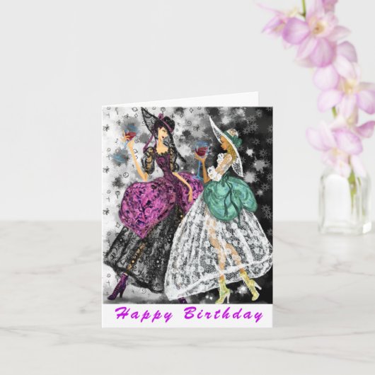 Dames Drink Wine Funny Birthday Kaart (Orchidee)