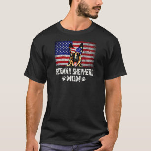 Dames Duitse Herdershond Moeder Amerikaanse Vlag 4 T-shirt