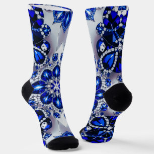 Dames duurzame sokken met blauwe witte kleuren