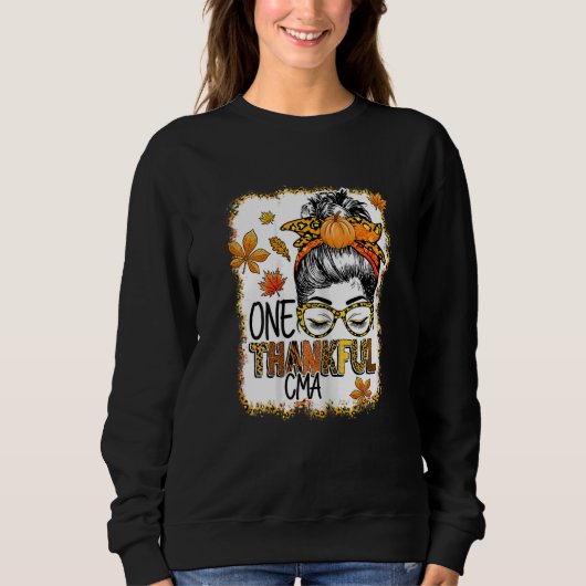 Dames Een Dankbare CMA Rommelige Knot Thanksgiving Trui (Voorkant)