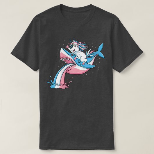 Dames Eenhoorn Rijdt Trans Pride Haai Transgender T-shirt (Design voorkant)