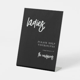 Dames eenvoudige bruiloft Bathroom Basket Sign Reclamebord Met Voetstuk