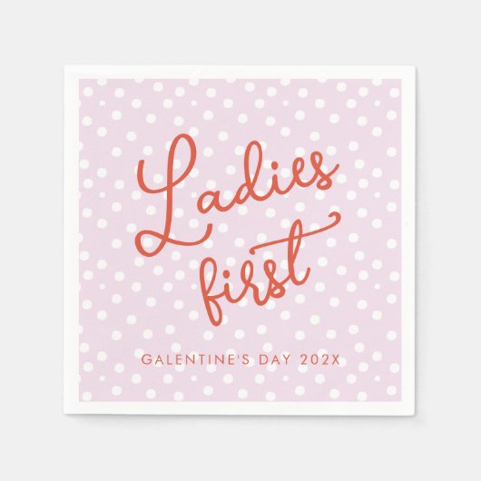 Dames Eerste Galentines Day Party Servet (Voorkant)