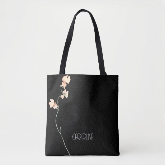 Dames Elegant Zwart Bloem Boho Schattig Tote Bag (Voorkant)