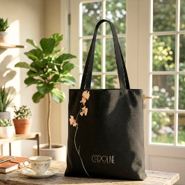 Dames Elegant Zwart Bloem Boho Schattig  Tote Bag