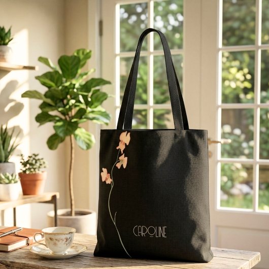 Dames Elegant Zwart Bloem Boho Schattig Tote Bag