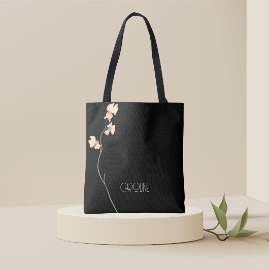 Dames Elegant Zwart Bloem Boho Schattig Tote Bag