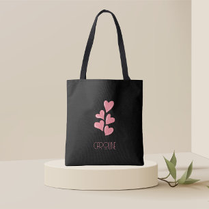 Dames Elegant Zwart Boho Cute harten Tote Bag