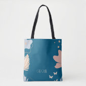 Dames Elegante Blauwe Boho Schattigee Canvas tas (Voorkant)