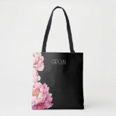 Dames Elegante Roze Pioenrozen Floral Boho Schatti Tote Bag (Voorkant)