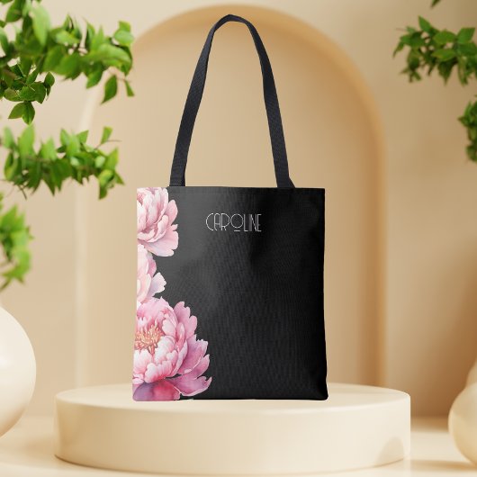 Dames Elegante Roze Pioenrozen Floral Boho Schatti Tote Bag