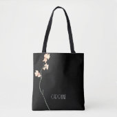 Dames Elegante Zwarte Bloemige Boho Lief Tote Bag (Voorkant)