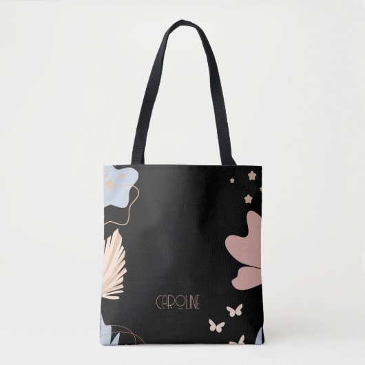 Dames Elegante Zwarte Boho Lieve  Tote Bag (Voorkant)
