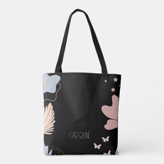 Dames Elegante Zwarte Boho Lieve  Tote Bag (Achterkant)