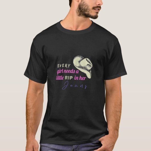 Dames Elke Meid Heeft Een Klein Scheurtje In Haar T-shirt (Voorkant)