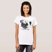 Dames en heren: "Ik hou van mijn pug" t-shirt (Voorkant volledig)