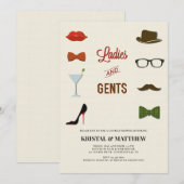 Dames en Heren Koppel Bruisparty Kaart (Voorkant / Achterkant)