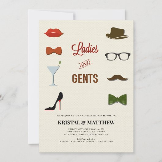 Dames en Heren Koppels Bruisparty Kaart (Voorkant)