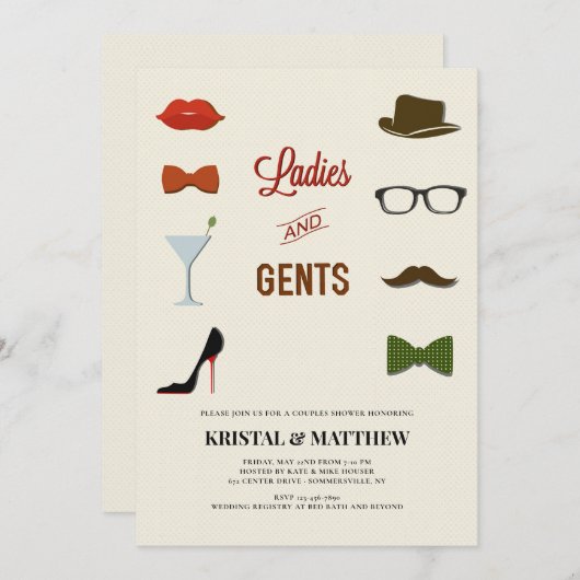 Dames en Heren Koppels Bruisparty Kaart (Voorkant / Achterkant)