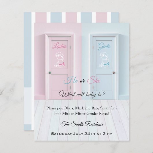 Dames en heren, naar het toilet roze blauw geslach (Voorkant / Achterkant)