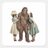  dames en Sasquatch Vierkante Sticker (Voorkant)