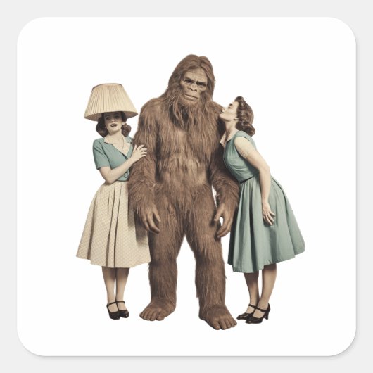 dames en Sasquatch Vierkante Sticker (Voorkant)