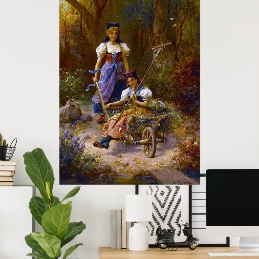 dames- en wielschuur in het bos poster (Thuiskantoor)