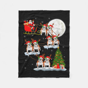 Dames Engelse Bulldog Kerstman Slede Vliegend Grap Fleece Deken